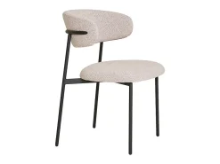Set van 2 KORA stoelen – Bouclette stof en zwarte metalen poten-Color Gris
