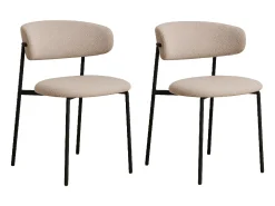 Set van 2 KORA stoelen – Bouclette stof en zwarte metalen poten-Color Gris