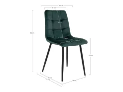 Set van 2 MODA eetkamerstoelen – Gecapitonneerd fluweel en zwarte stalen poten-Color Verde