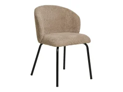 Set van 2 TALY stoelen – beige bouclé stof & zwarte stalen poten