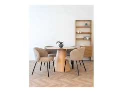 Set van 2 TALY stoelen – beige bouclé stof & zwarte stalen poten