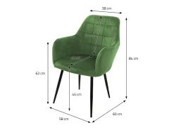 Set 6x Silla de comedor/salón de terciopelo verde salvia con patas de acero 84cm