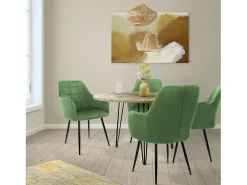 Set 6x Silla de comedor/salón de terciopelo verde salvia con patas de acero 84cm