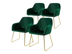 Set 4x sillas de comedor de terciopelo verde diseño ergonómico asiento moderno