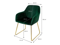 Set 4x sillas de comedor de terciopelo verde diseño ergonómico asiento moderno