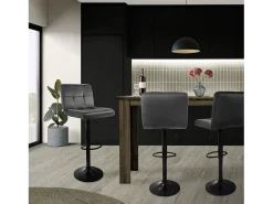 Set 4x taburetes de bar de terciopelo gris silla giratoria 360° con reposapiés