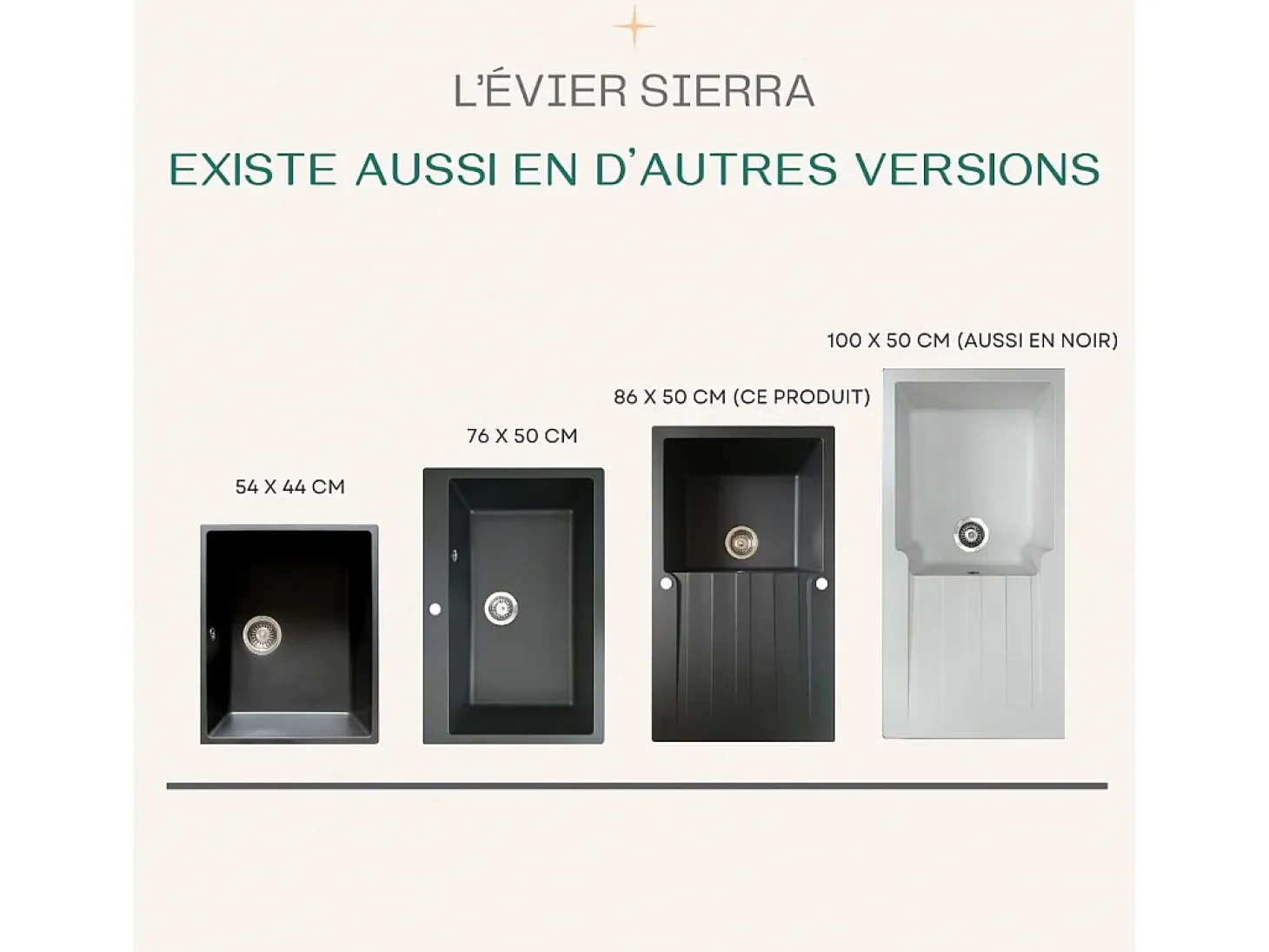 Sierra Fregadero de 1 cubeta grande con escurridor de resina blanco Essebagno