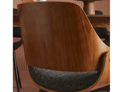 Silla acabado nogal con asiento de tela gris - Mannix