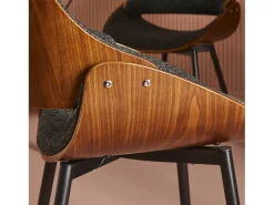 Silla acabado nogal con asiento de tela gris - Mannix