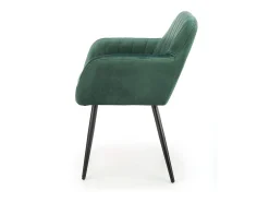 Silla AMY de terciopelo verde con cojín de asiento y patas de metal negro