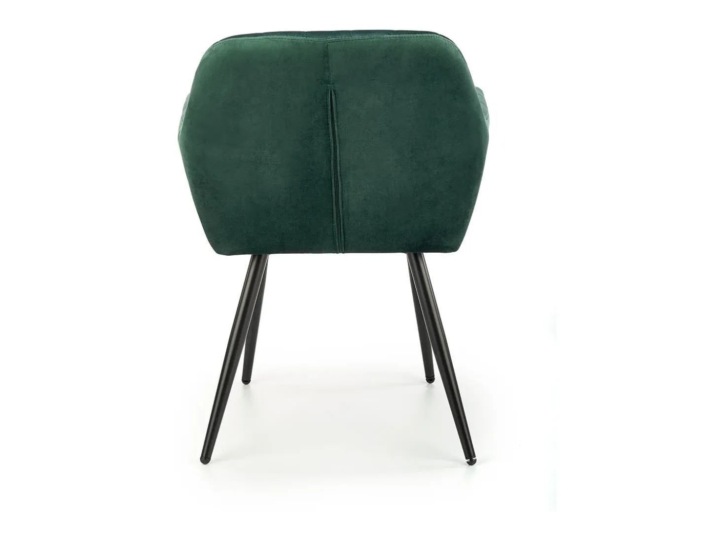 Silla AMY de terciopelo verde con cojín de asiento y patas de metal negro