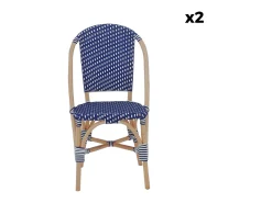 Silla bistró de ratán y polirratán, set de 2 azul