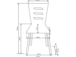 Silla blanca con finas patas de metal cromado RIGEL