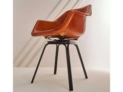 Silla bridge giratoria de cuero L44 cm ROCKIE - Marrón
