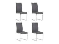 Silla cantilever con estructura de metal cromado, tapizado de PU, gris (48x42x52 cm)