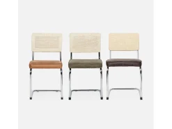 Silla cantilever con respaldo efecto ratán, set de 2 pardo