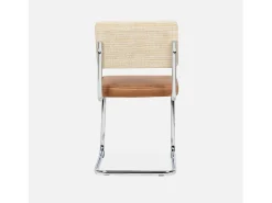 Silla cantilever con respaldo efecto ratán, set de 2 marrón
