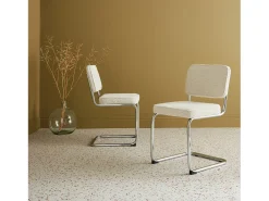 Silla cantilever con rizos texturizados, set de 2 blanco roto