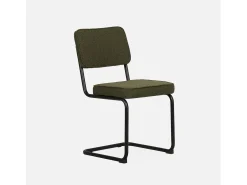 Silla cantilever de borreguito texturizado, set de 2 verde