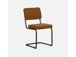 Silla cantilever de borreguito texturizado, set de 2 ocre