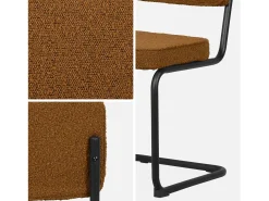 Silla cantilever de borreguito texturizado, set de 2 ocre