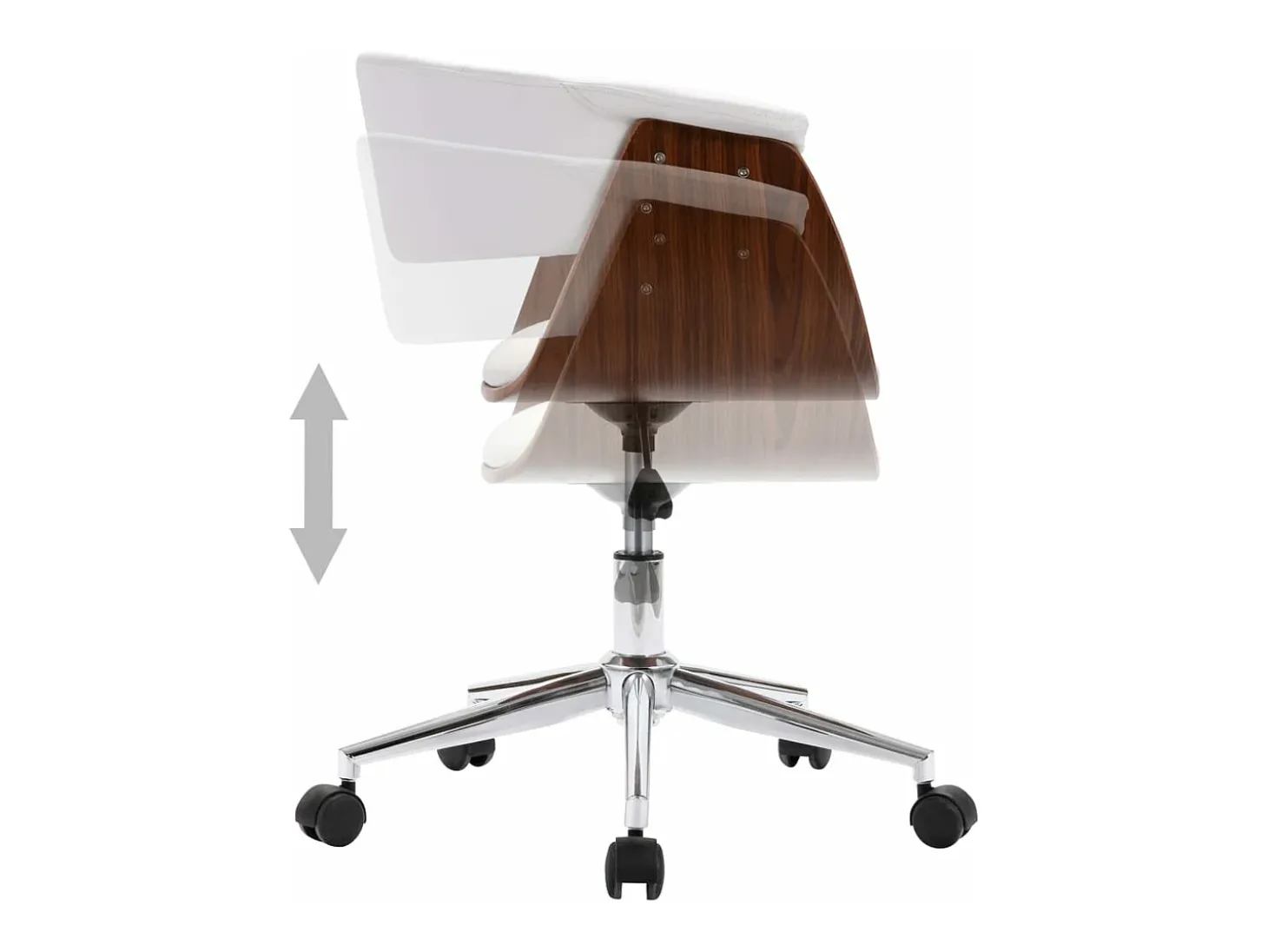 Silla comedor giratoria madera curvada cuero sintético blanco