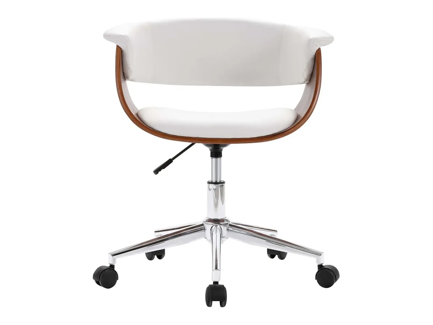 Silla comedor giratoria madera curvada cuero sintético blanco