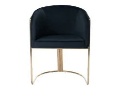 Silla con brazos de terciopelo y metal - Negro y dorado - JOSETHE