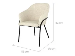 Silla con efecto bouclette de lana blanca y patas de metal - Toscane