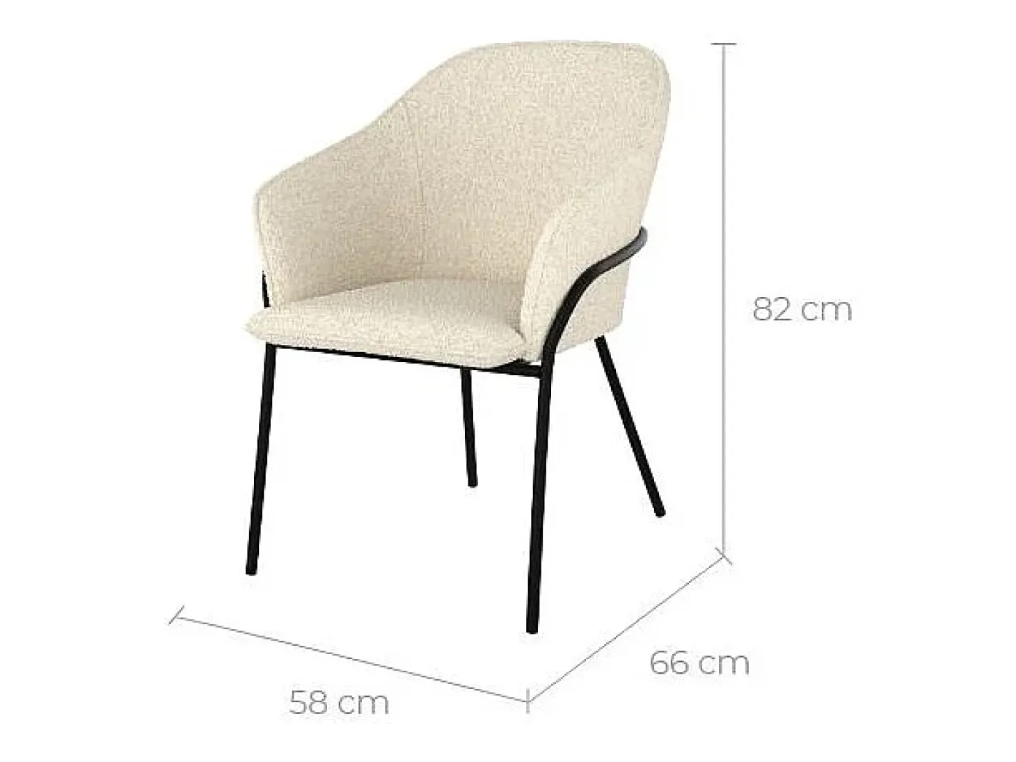 Silla con efecto bouclette de lana blanca y patas de metal - Toscane