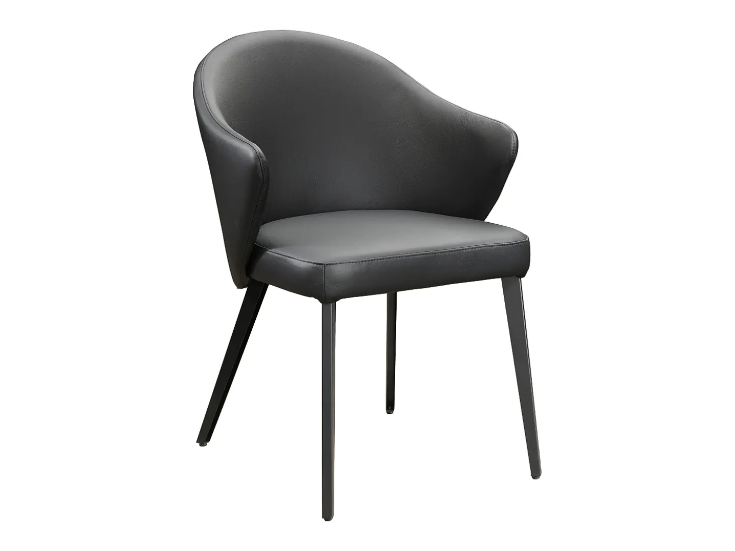 Silla con reposabrazos de piel y acero - Negro - MIBELLY de Maison Céphy