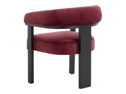 Silla con reposabrazos en tela bouclé y madera de hevea negra - Burdeos - LIVELIA