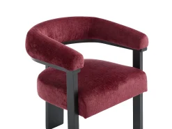 Silla con reposabrazos en tela bouclé y madera de hevea negra - Burdeos - LIVELIA