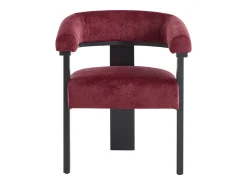 Silla con reposabrazos en tela bouclé y madera de hevea negra - Burdeos - LIVELIA