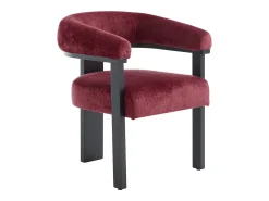 Silla con reposabrazos en tela bouclé y madera de hevea negra - Burdeos - LIVELIA