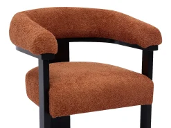 Silla con reposabrazos en tela bouclé y madera de hevea - Terracota y negro - LIVELIA
