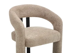 Silla con reposabrazos en tela bouclé y madera de hevea negra - Topo - NORETI
