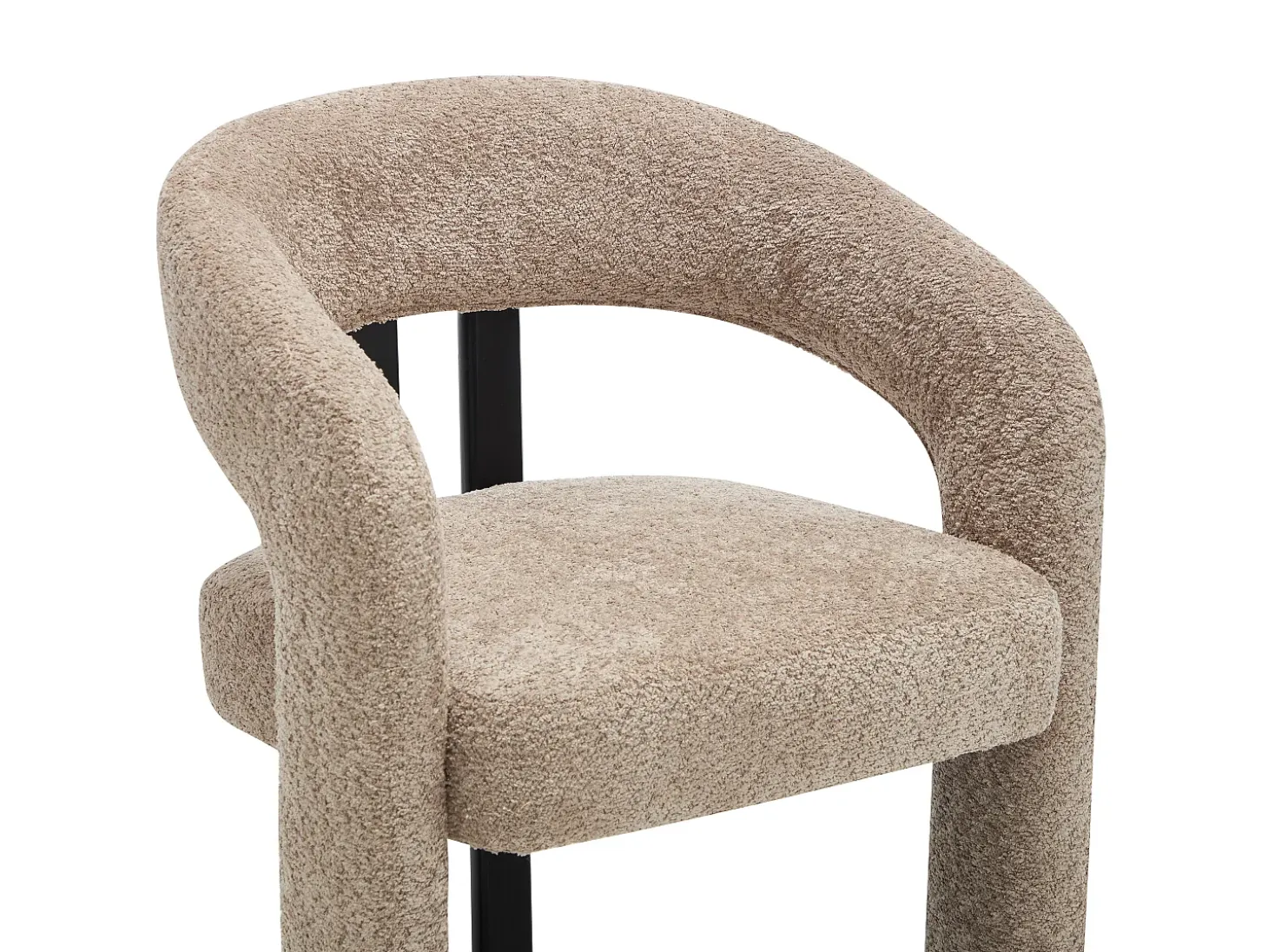 Silla con reposabrazos en tela bouclé y madera de hevea negra - Topo - NORETI