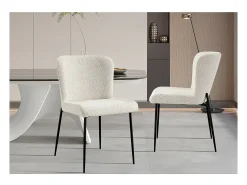 Silla con revestimiento Bouclé para comedor color Ecru. Colección LISE