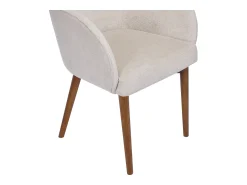 Silla con tejido texturizado y reposabrazos de madera de caucho - Crema - MODINIA