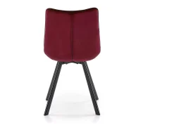 Silla contemporánea de terciopelo burdeos con patas de metal negro LIBERTY