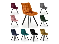 Silla contemporánea de terciopelo burdeos con patas de metal negro LIBERTY