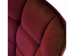Silla contemporánea de terciopelo burdeos con patas de metal negro LIBERTY