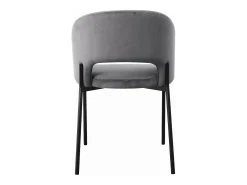 Silla contemporánea de terciopelo gris con patas de metal negro FERGIE