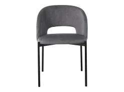 Silla contemporánea de terciopelo gris con patas de metal negro FERGIE