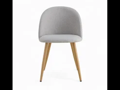 Silla Cozy de tela gris claro jaspeado (juego de 2) con patas de metal efecto madera