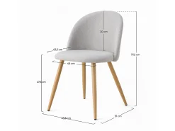 Silla Cozy de tela gris claro jaspeado (juego de 2) con patas de metal efecto madera