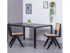 Silla cásica en rattan natural y madera de fresno - Compass - Negro