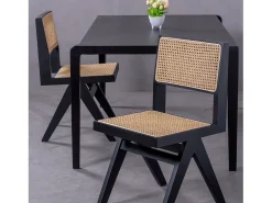 Silla cásica en rattan natural y madera de fresno - Compass - Negro