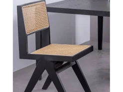 Silla cásica en rattan natural y madera de fresno - Compass - Negro